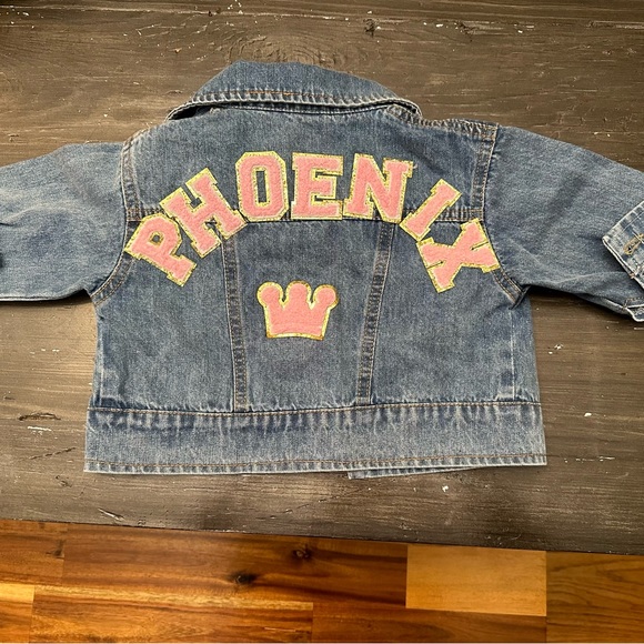 Girls personalized denim jacket.Sized 0-1T (80cm)